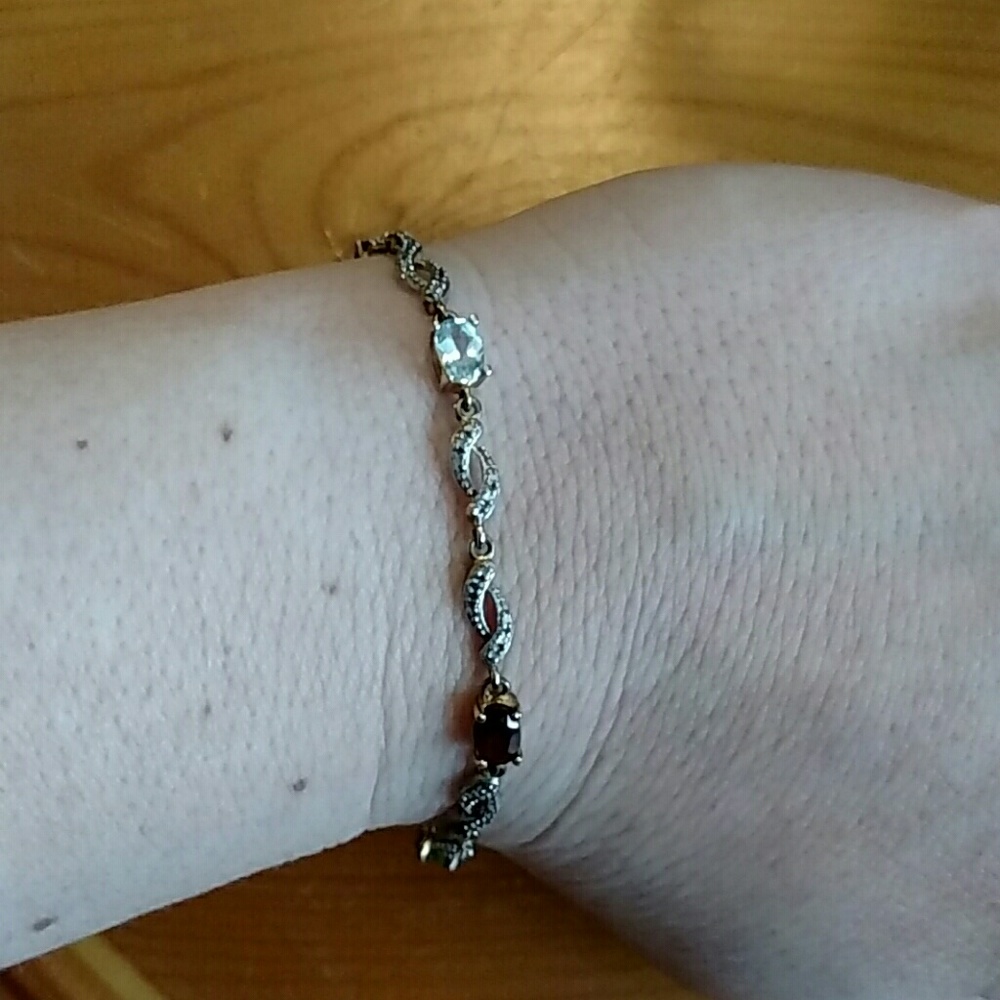 Multi gem gold plated silver bracelet